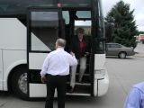 Getting off the bus for lunch	