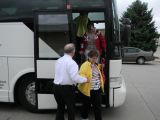Getting off the bus for lunch	